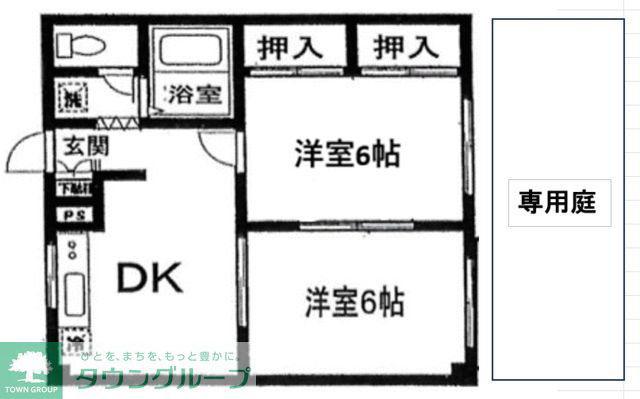 エステートピア・M1(2DK/1階)の間取り写真