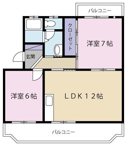 GLANZ(2LDK/2階)の間取り写真