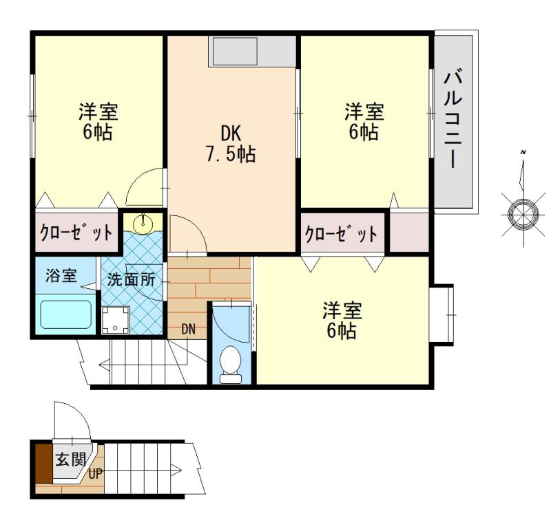 アビタシオンMY(3DK/2階)の間取り写真