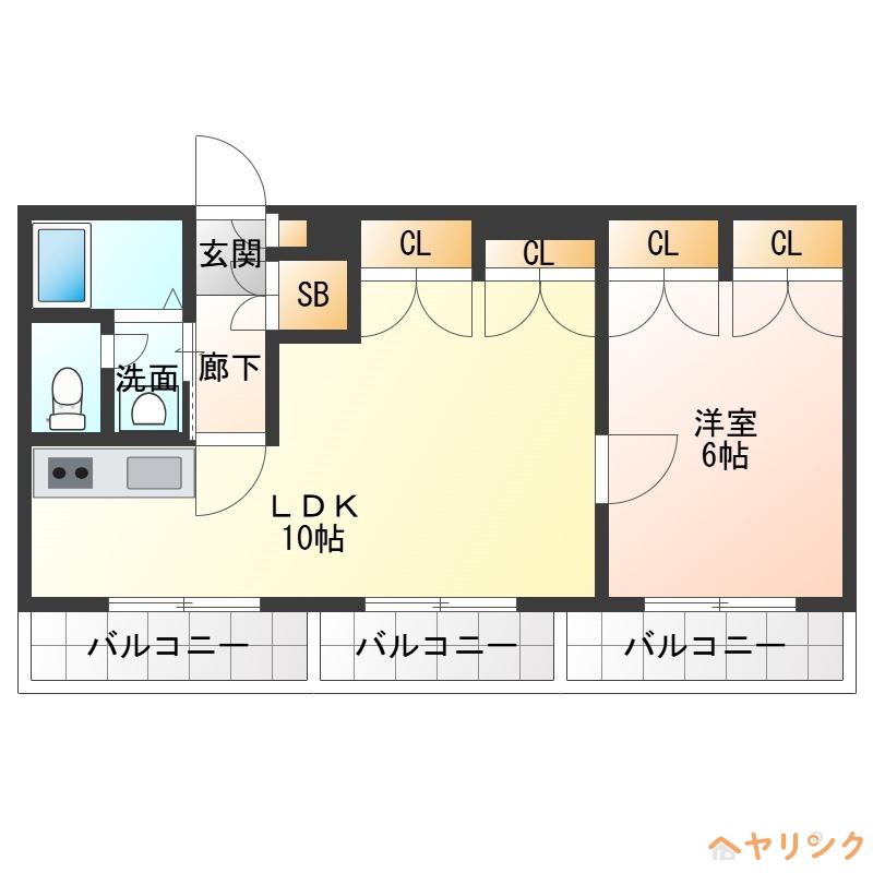 CASA NOAH高峯町(1LDK/3階)の間取り写真