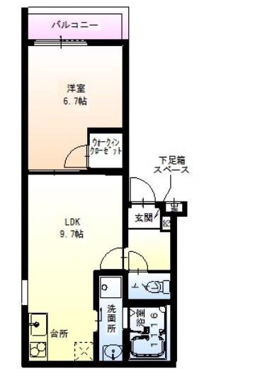 フジパレス弥刀駅東(1LDK/1階)の間取り写真