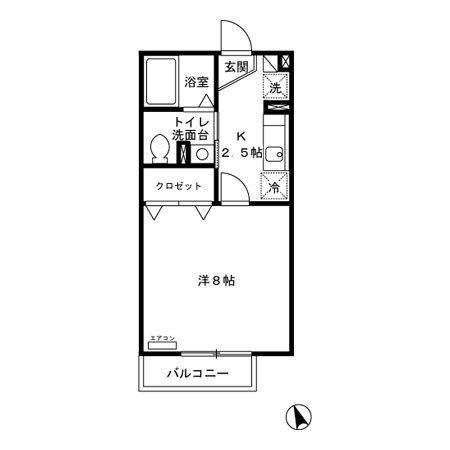 シャンテ久我山(1K/1階)の間取り写真