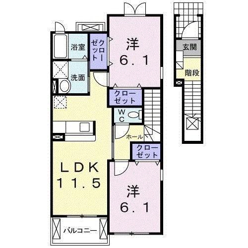 メゾン・スターブル A(2LDK/2階)の間取り写真