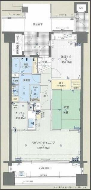 カレント富安(2LDK/9階)の間取り写真