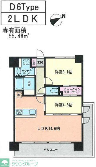 パルテール習志野(2LDK/4階)の間取り写真