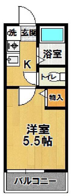 ブルーラグーンA(1K/2階)の間取り写真