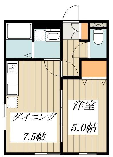 ルシエル国分寺(1DK/1階)の間取り写真