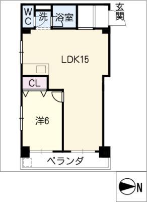 清住ビル(1LDK/3階)の間取り写真