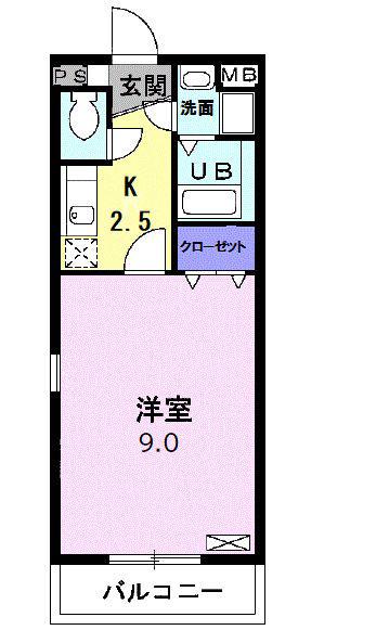 コスモス エスペランサ(1K/2階)の間取り写真