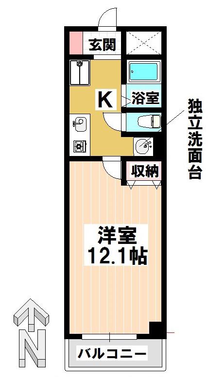 ネスト三吉(1K/3階)の間取り写真