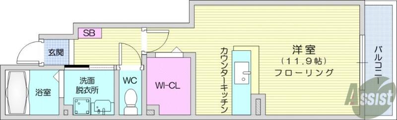 コッティ・T Ⅱ(ワンルーム/1階)の間取り写真