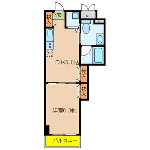 エスペランサ御影II(1DK/3階)の間取り写真