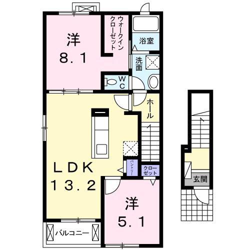 ザ・フォレスト四番館(2LDK/2階)の間取り写真