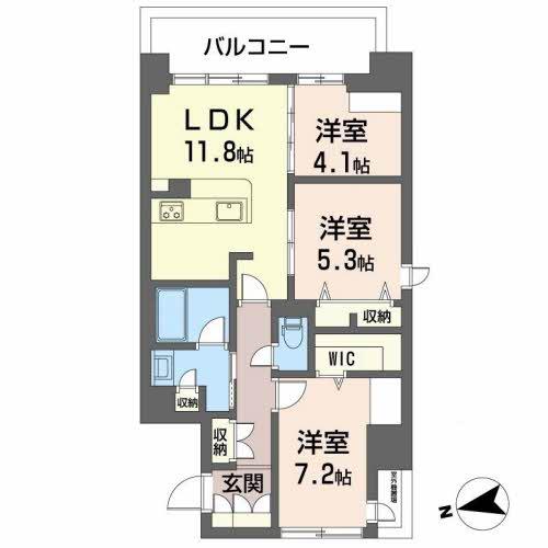 ケイマン(3LDK/5階)の間取り写真