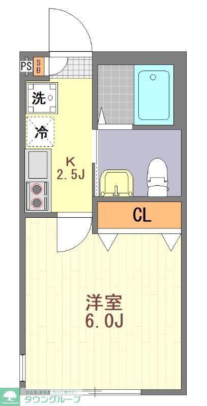 マウ溝の口(1K/3階)の間取り写真