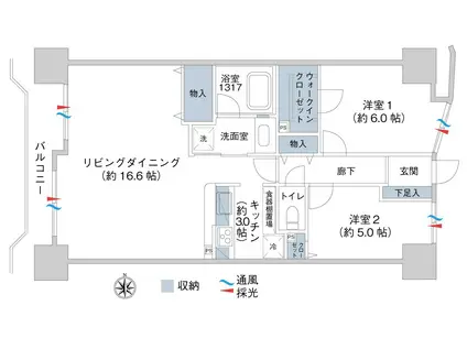 ダイアパレス松本中央(2LDK/5階)の間取り写真