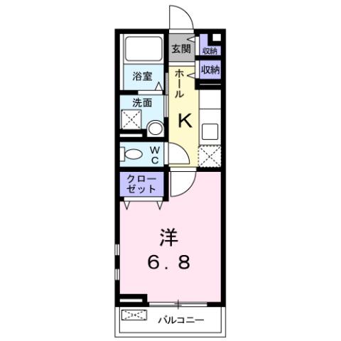 スリール II(1K/2階)の間取り写真