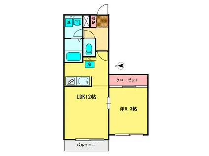 西武池袋線 富士見台駅 徒歩10分 3階建 築6年(1LDK/3階)の間取り写真