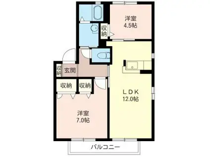 SHAMAISON ラシーヌ C(2LDK/2階)の間取り写真