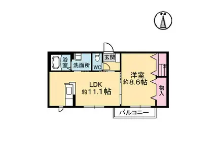 沖洲 清流荘II(1LDK/2階)の間取り写真