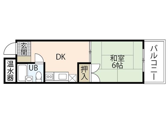 玉森ビル(1DK/4階)の間取り写真