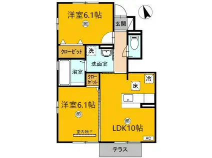 UNITY A(2LDK/1階)の間取り写真