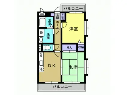 セゾン福丸(2DK/1階)の間取り写真