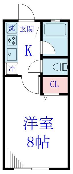 プルミエール東金台方(1K/2階)の間取り写真