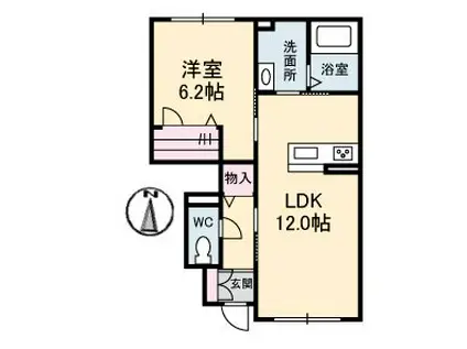 アルフラット弁天(1LDK/1階)の間取り写真