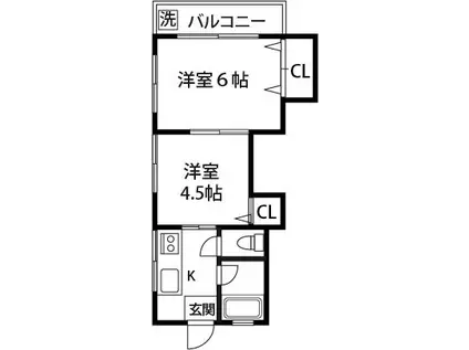 第2みゆきハイツ(1DK/2階)の間取り写真