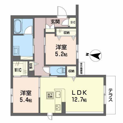 シャーメゾン フェリシード(2LDK/1階)の間取り写真