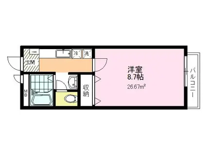 グリーンヒル(1K/2階)の間取り写真