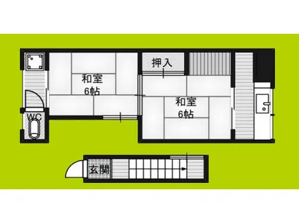 千本北1丁目文化(2K/2階)の間取り写真