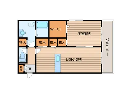 DROOM八乙女中央 B棟(1LDK/2階)の間取り写真