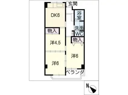 MARUMANマンション(3DK/4階)の間取り写真