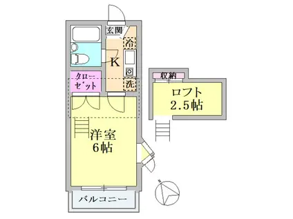 コーポラスカイトA(1K/2階)の間取り写真