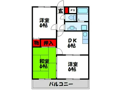 きぬたロイヤルハイツ(3DK/3階)の間取り写真