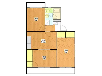 アドラシオン(3DK/1階)の間取り写真