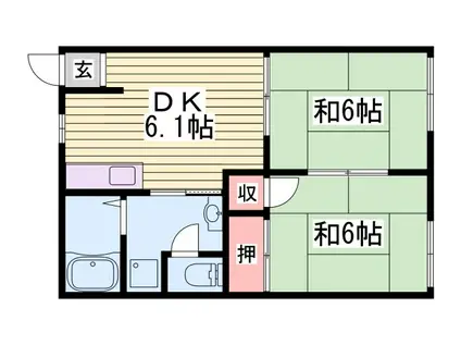 タウニィ旭(2DK/2階)の間取り写真
