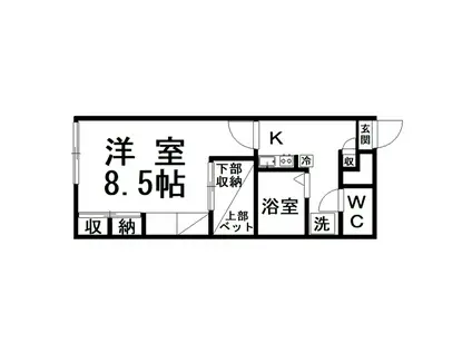 レオパレスハイツ ハピネス III(1K/2階)の間取り写真