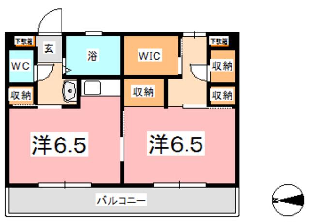 アベニール多々野(2K/2階)の間取り写真