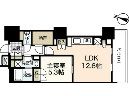グランクロスタワー広島 アイコート(1LDK/6階)の間取り写真