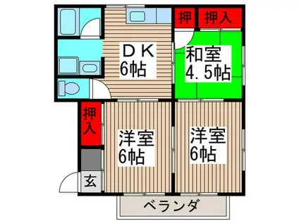 山栄マンションA(3DK/1階)の間取り写真