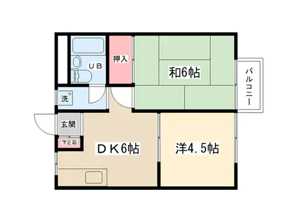 榎本コーポ3号棟(2DK/2階)の間取り写真