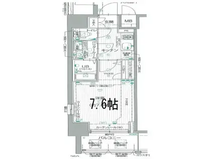 エスプレイス神戸ウエストモンターニュ(1K/9階)の間取り写真