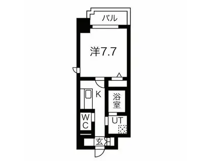 ブルームライフ八田駅前(1K/4階)の間取り写真