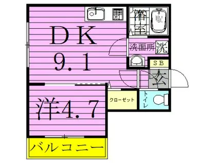 グラントレス松戸(1DK/5階)の間取り写真