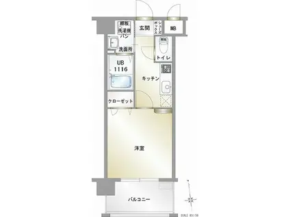 エンクレスト藤崎(1K/10階)の間取り写真