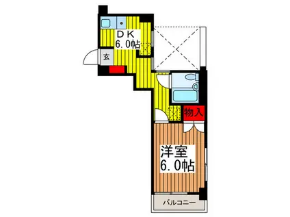 三恵西川口ハイツ(1DK/7階)の間取り写真