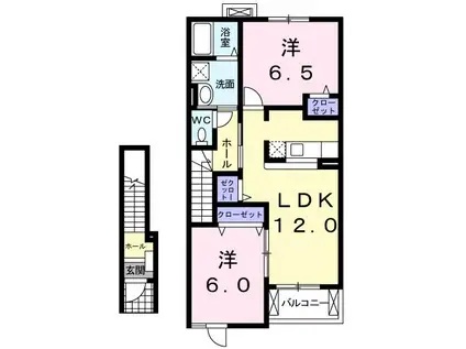 ヴィクトリアハウス-A(2LDK/2階)の間取り写真